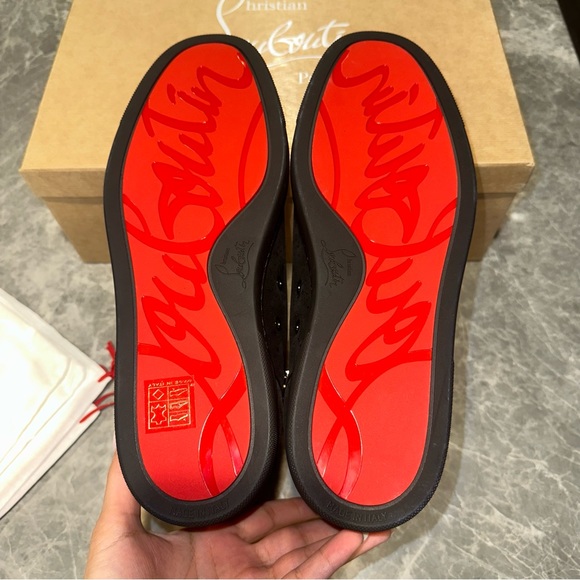 New Size 44 Christian Louboutin Louis Orlato Flat Sneakers Black Silver - Picture 8 of 14